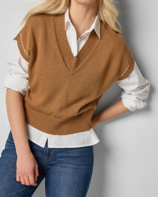 Lilla P V-Ausschnitt Keil-Pullover Braun 4