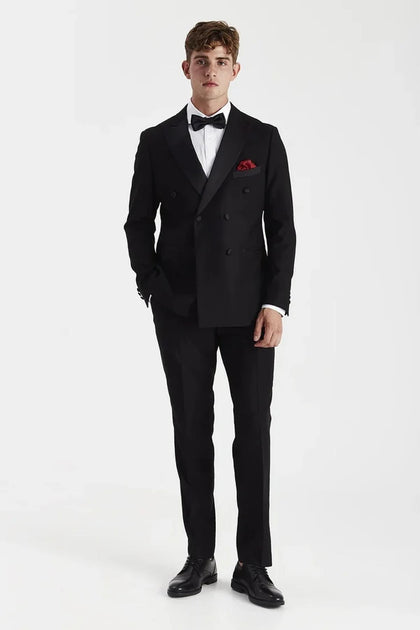 Paul Andrew 2 Piece Double Breasted Tuxedo Suit Black US 52 3