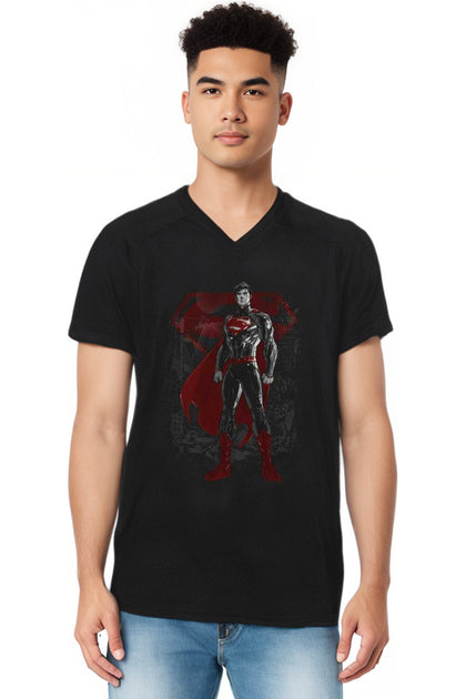 T-shirt Col V Noir Small Gildan Superman Aftermath 4