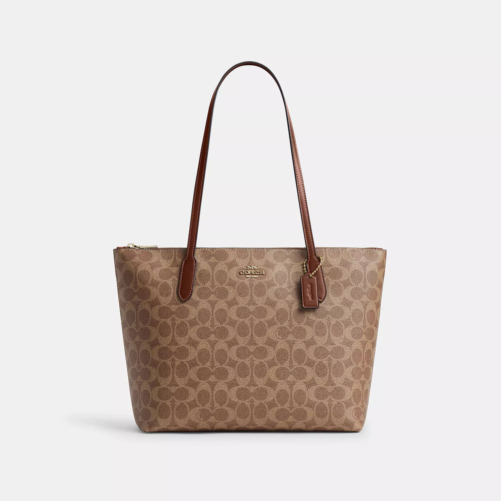 Coach Outlet Zip Top Tote Bag In Signature Canvas | ShopSimon