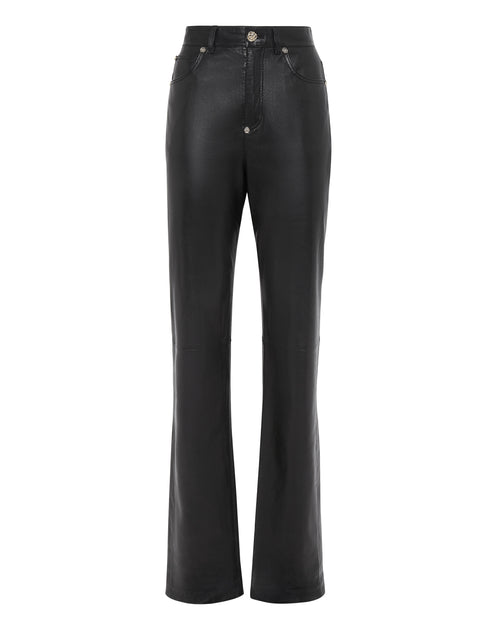 Philipp Plein Leather Trousers Long Black Large 3