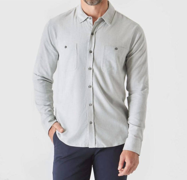 True Classic Lightweight Button Up Shirt In Heather Grey