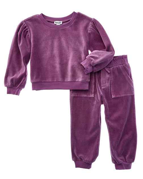 Splendid Jade Velour Sweatshirt and Jogger Pant Set Purple 18-24 Months 2