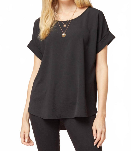 Entro Short Sleeve Scoop Neck Top Black Large 2