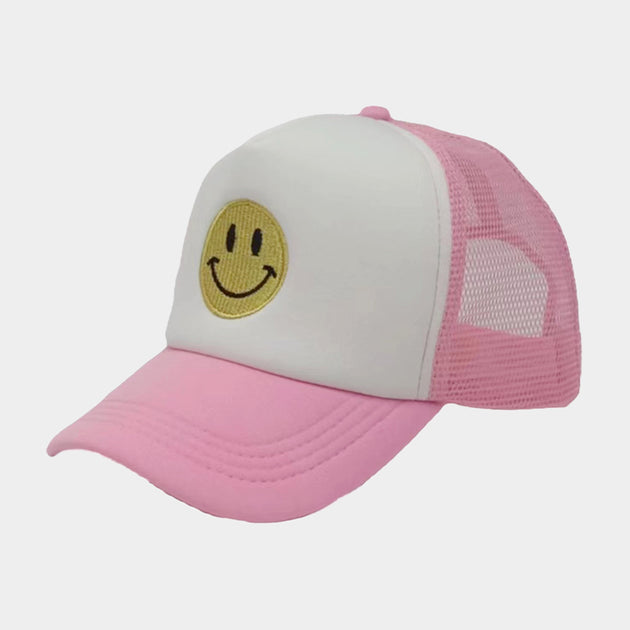 FASHNZFAB Lächeln Akzent Mesh-Rücken Baseballmütze Pink 3