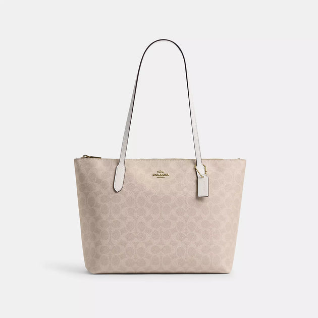 Coach Outlet Zip Top Tote Bag In Signature Canvas | ShopSimon