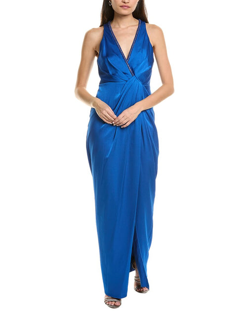 Aidan Mattox Slim Column Gown Blue US 0 2