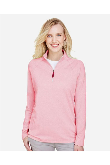 Devon & Jones CrownLux Performance Clubhouse Micro-Stripe Quarter-Zip Pullover Pink Medium 4