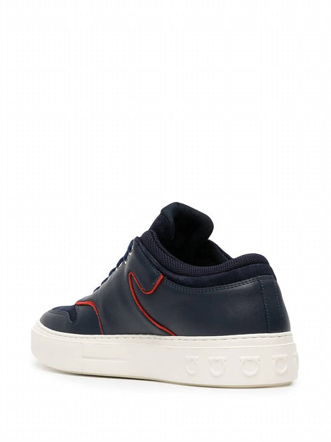 Salvatore Ferragamo Borg Logo Low-Top Sneakers Blue US 6 4