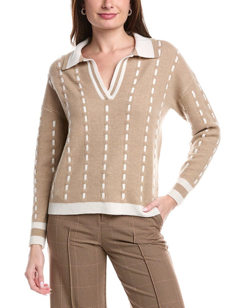 Elie Tahari Kaschmir Polo Pullover Braun XS 2
