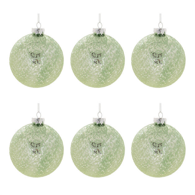 Hivvago Beaded Glass Ball Ornament Green Silver 5
