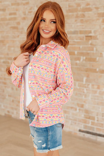 Savannah Jane Imagine When Button Down Shirt Pink Large 4