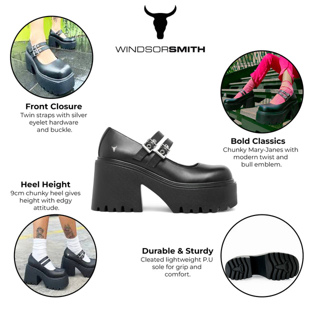 Windsor Smith Lessons Mary-Jane Heel Black EU 40 3