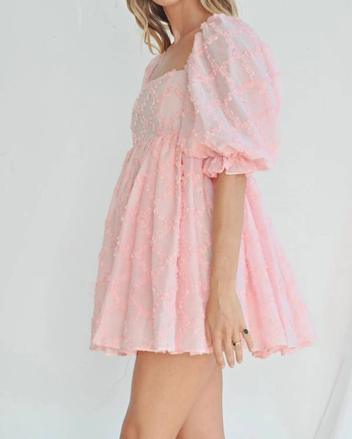 【未使用✨】SISMETRY back ribbon puff dress CC_9144_BU - Blue Ribbon Puff Sleeve Dress - New Items