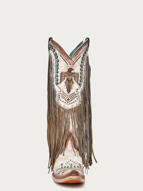 Corral Embroidered Eagle Cowboy Boot Beige US 9 4