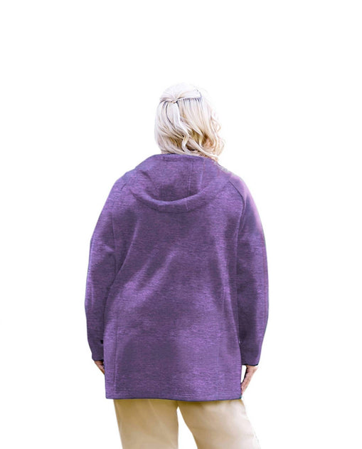 On The Plus Side Lyddie Hooded Zip Up Fleece Jacket Purple 2X 3