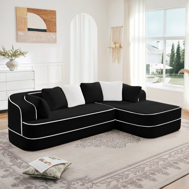 Streamdale 106 Teddy Fabric Sofa Black 2
