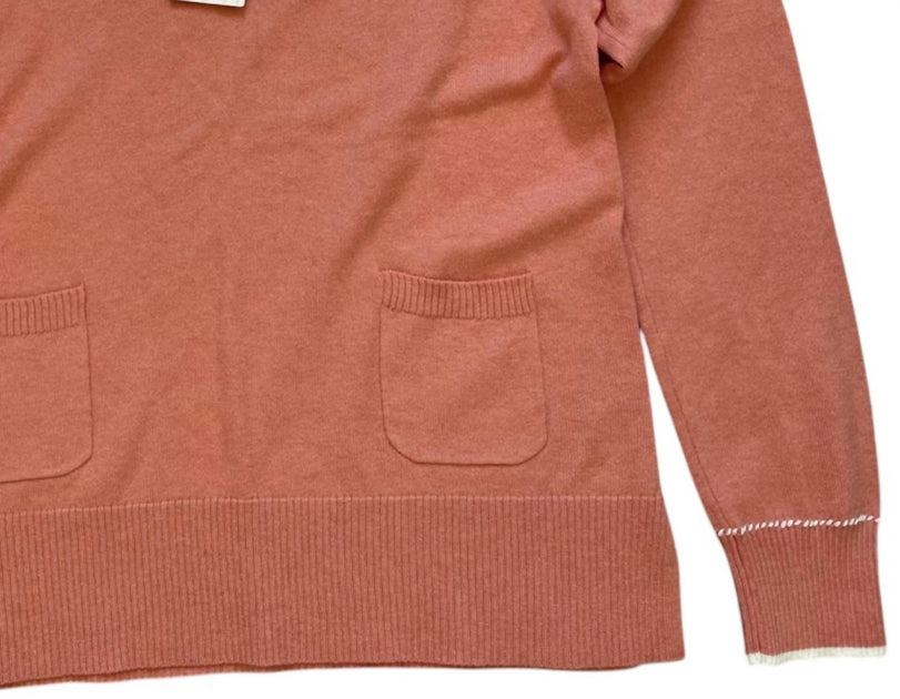 Alashan Cashmere Whip Stitch V Neck Sweater Brown Medium 4