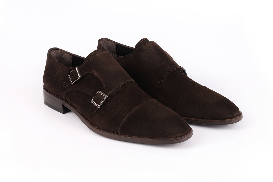 Vella Pais Mico Cap Toe Suede Double Monk Brown US 8 2