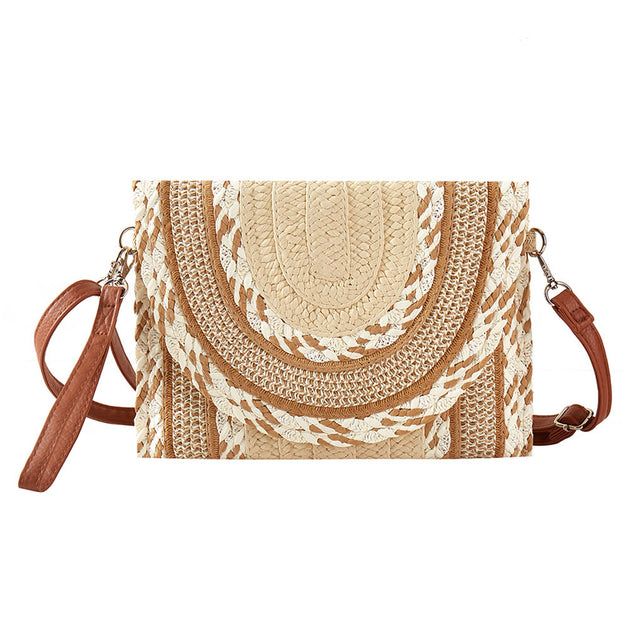 FASHNZFAB Straw Clutch Bag Grey One Size 3