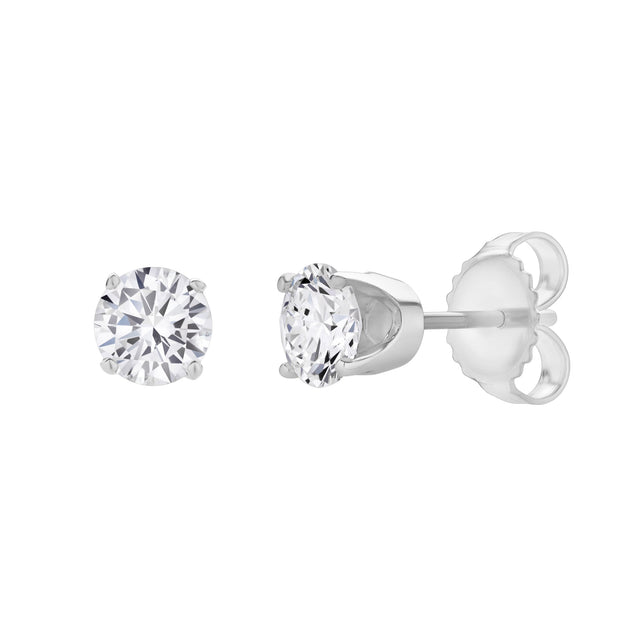 LuvMyJewelry Seraph Solitaire Diamond Earrings Silver 3