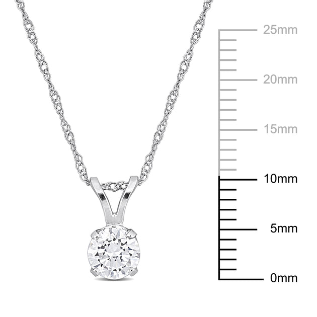 Created Forever 1/2ct TW Lab-Grown Diamond Solitaire Necklace 14k White Gold 17in Silver 4