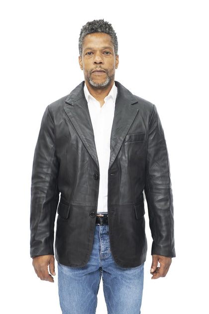 Infinity Hamilton Men's Leather Blazer Black Large 4