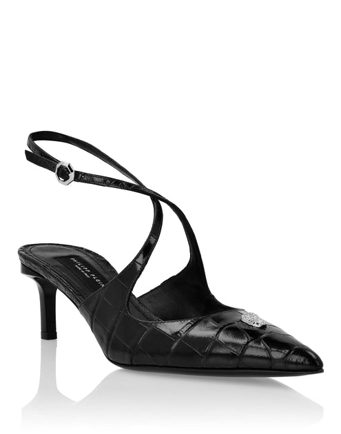 Philipp Plein Crossing Slingbacks Crocco Print Black EU 40 2