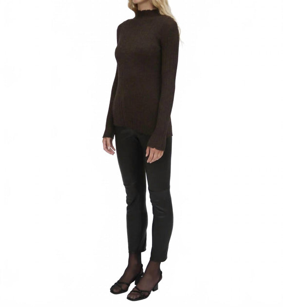 Rosetta Getty Plisse Turtleneck Top Black Medium 4