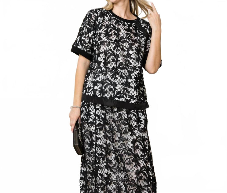 Joh Wineva Lace and Satin Top Black Medium 4