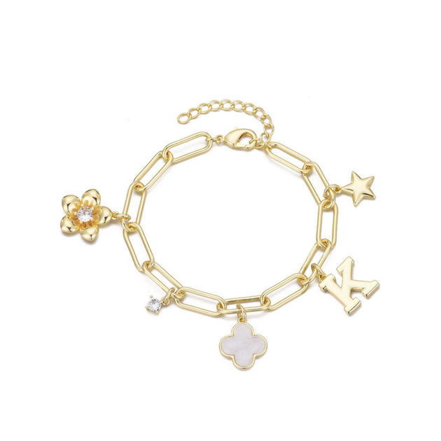 Adornia Initial Charm Bracelet Silver 4