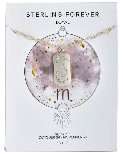 Sterling Forever CZ Constellation Dog Tag Pendant Necklace Multi One Size 4