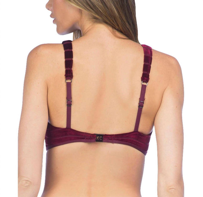 Kenneth Cole Stripe Mesh High Neck Bikini Top Red Medium 3