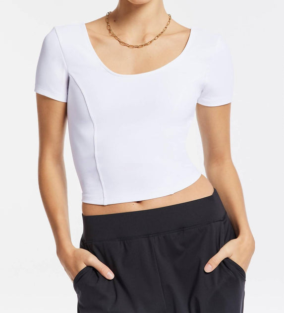 BANDIER Rib Crop Short Sleeve White Small 2