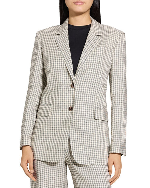 Theory Over Linen-Blend Blazer Beige US 4 2