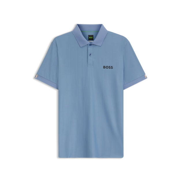 Boss Active Stripe Jersey Polo Shirt Blue Medium 2