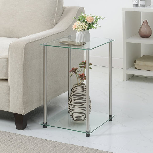 Convenience Concepts Designs2Go Classic Glass 2 Tier Square End Table 4