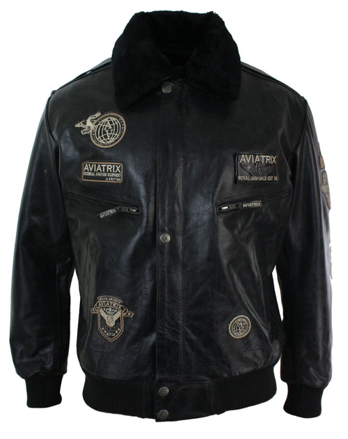 TruClothing Aviator Bomber Leather Jacket Black XL 2