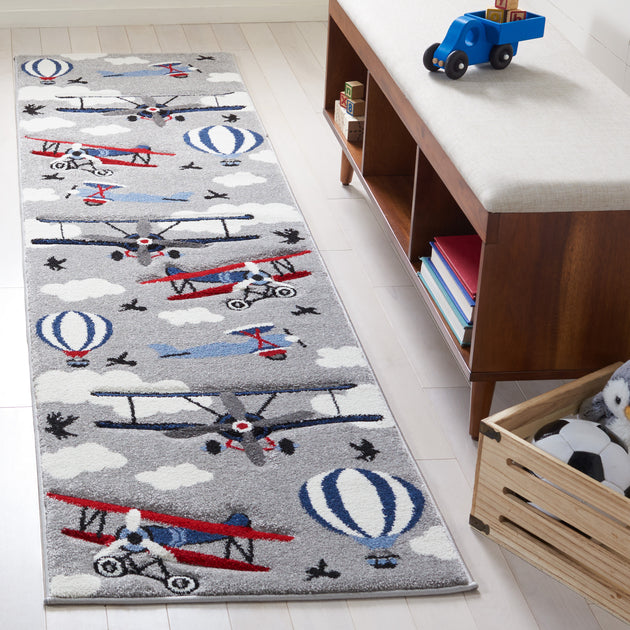 Safavieh Carousel Kids Teppich, Hellgrau / Rot 3