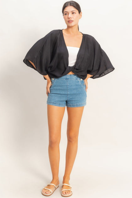 TRUEDAMES Over Long Sleeve Top Black Large 4