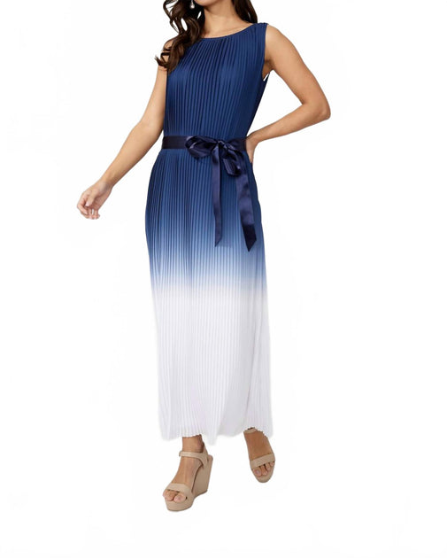 Frank Lyman Ombré Pleated Long Dress Blue US 12 4