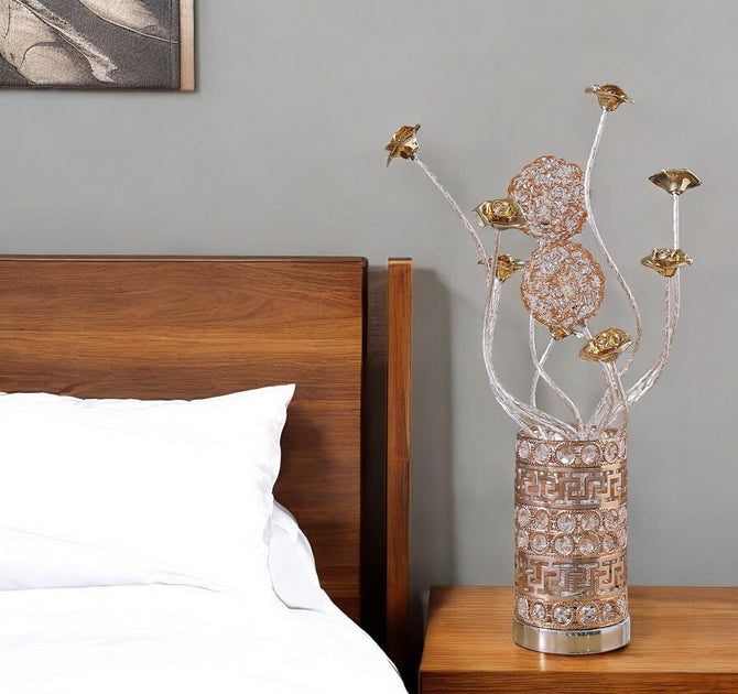 Hivvago 22 inch Bedside Lamp Silver and Rose Gold 2