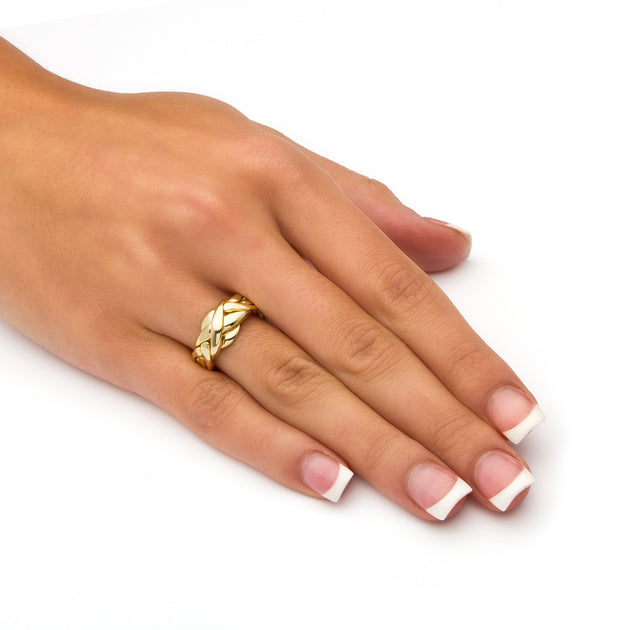 Palm Braided Puzzle Ring Gold-Plated US 5 4