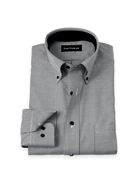 Paul Fredrick Houndstooth Dress Shirt Grey US 15.5 32/33 2