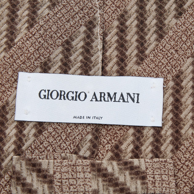 Giorgio Armani Printed Silk Tie Brown One Size 4