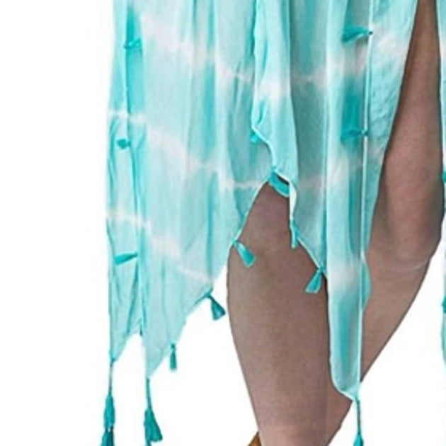 Top It Off Boho Tassel Kimono Wrap Bleu Taille Unique 3