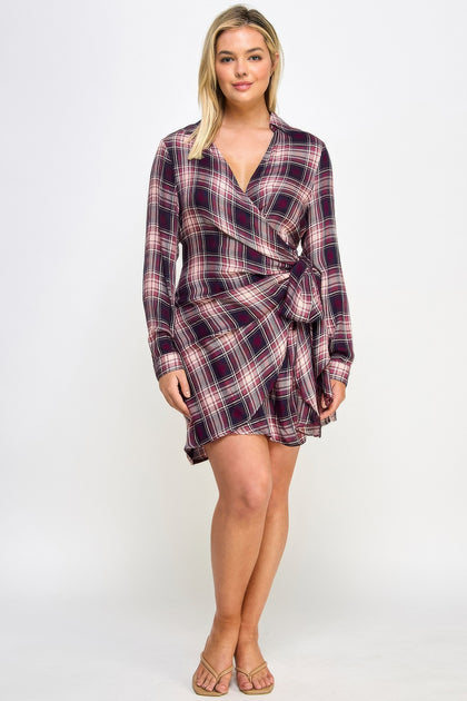 TRUEDAMES Plus Size Plaid Dress Purple 3X 3