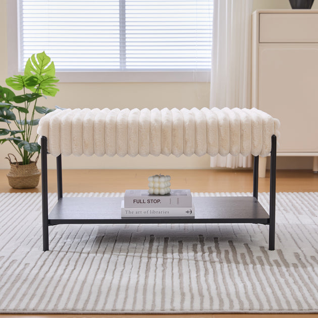 Streamdale Upholstered Ottoman Coffee Table Beige 2