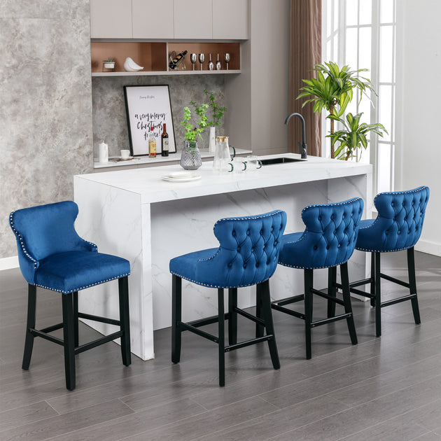 Streamdale Wing-Back Velvet Bar Stool 5