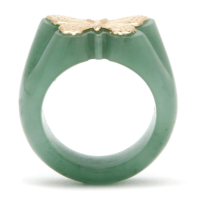 Palm Butterfly Ring Green Jade 14k Yellow Gold US 6 3